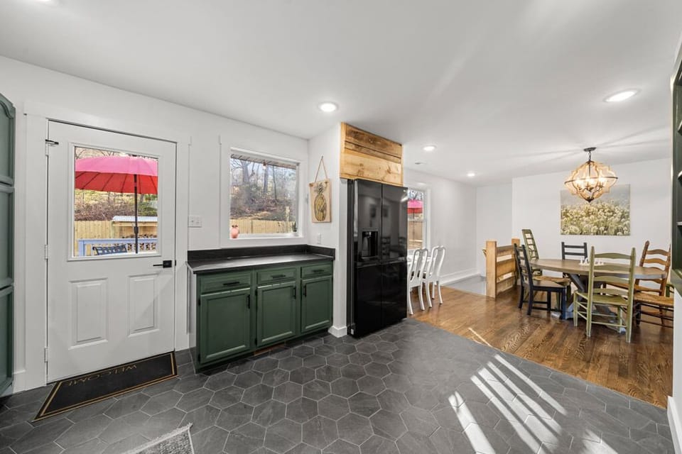 Kitchen offers access to the Backyard Paradise