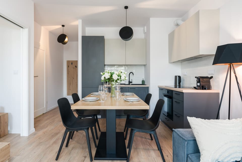 Dining table in the living room. 