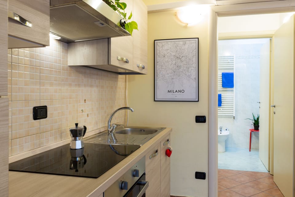 Panoramic Studio | Private kitchen | Full-size fridge, microwave, oven, stovetop