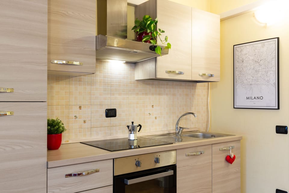 Panoramic Studio | Private kitchen | Full-size fridge, microwave, oven, stovetop