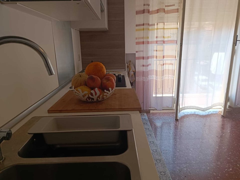 Full-size fridge, oven, cookware/dishes/utensils, spices