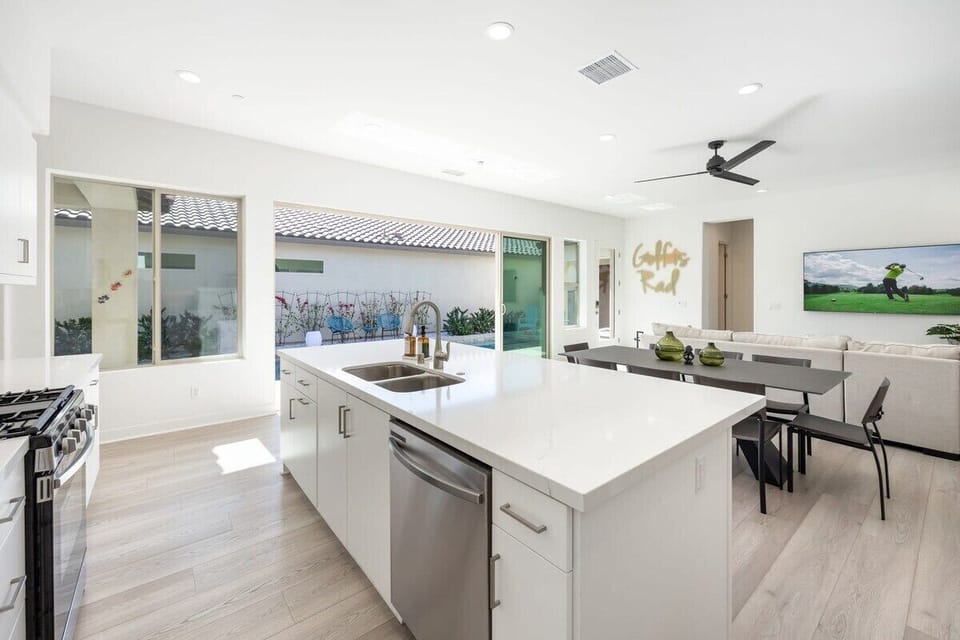 Kitchen with enough counter space to prepare meals.