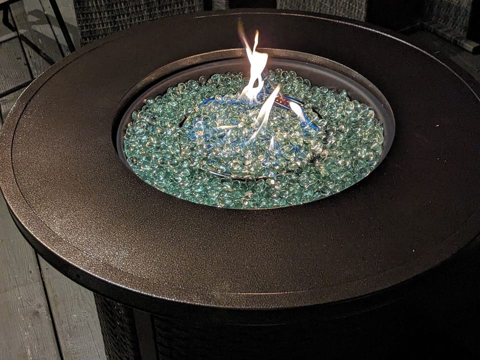 Circular propane fire pit, s'mores anyone?