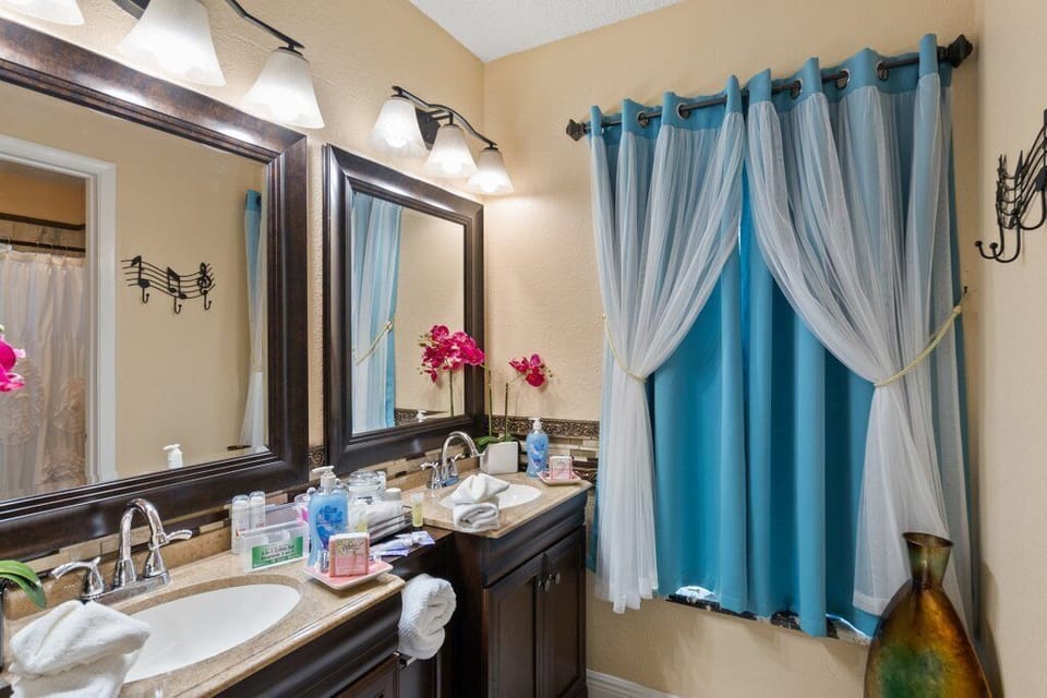 Master bathroom double vanity. 