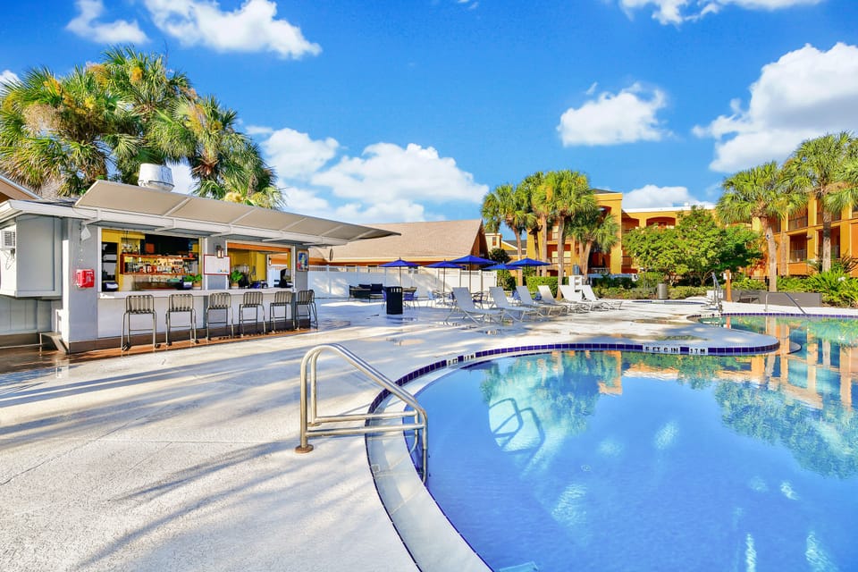Outdoor pool, sun loungers
