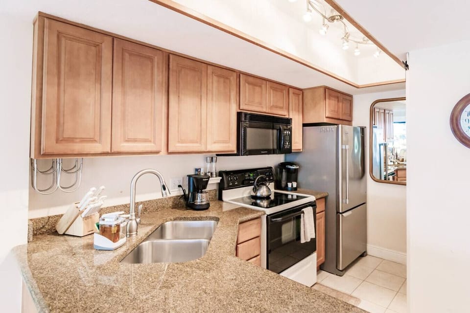 Plenty of countertop and storage space.