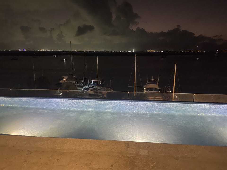 At night time a look from the pool area overlooking the hotel zone in Cancun?