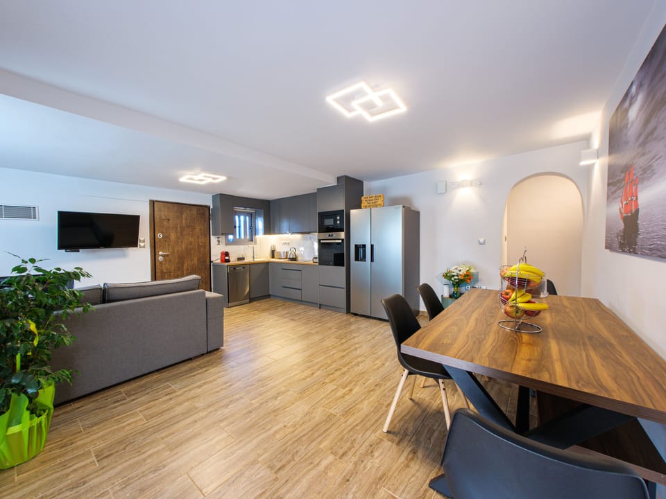 Villa | Private kitchen | Fridge, microwave, oven, stovetop