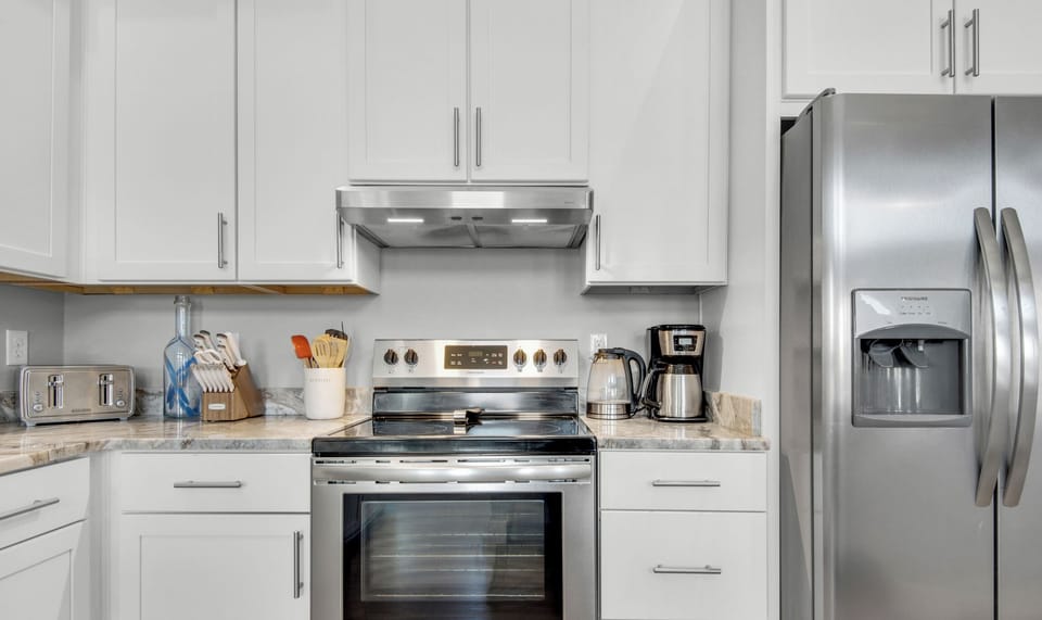 Kitchen with stainless steel appliances