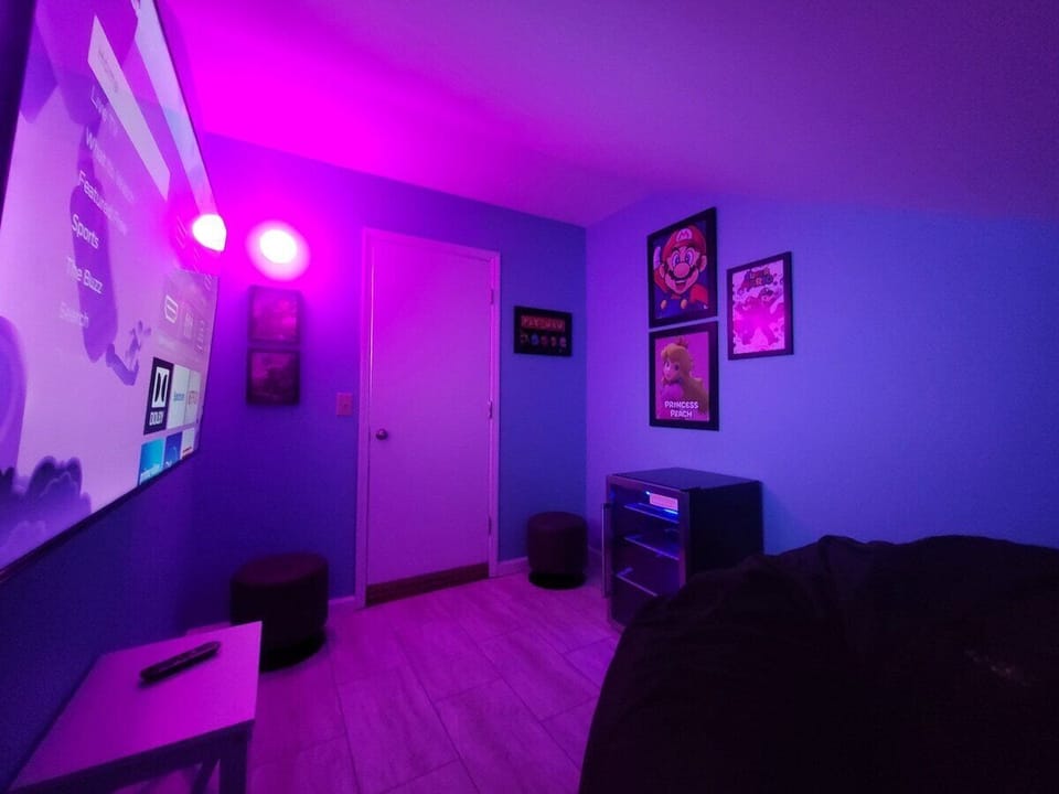 Kids gaming and media room located off private patio of Bedroom 2.