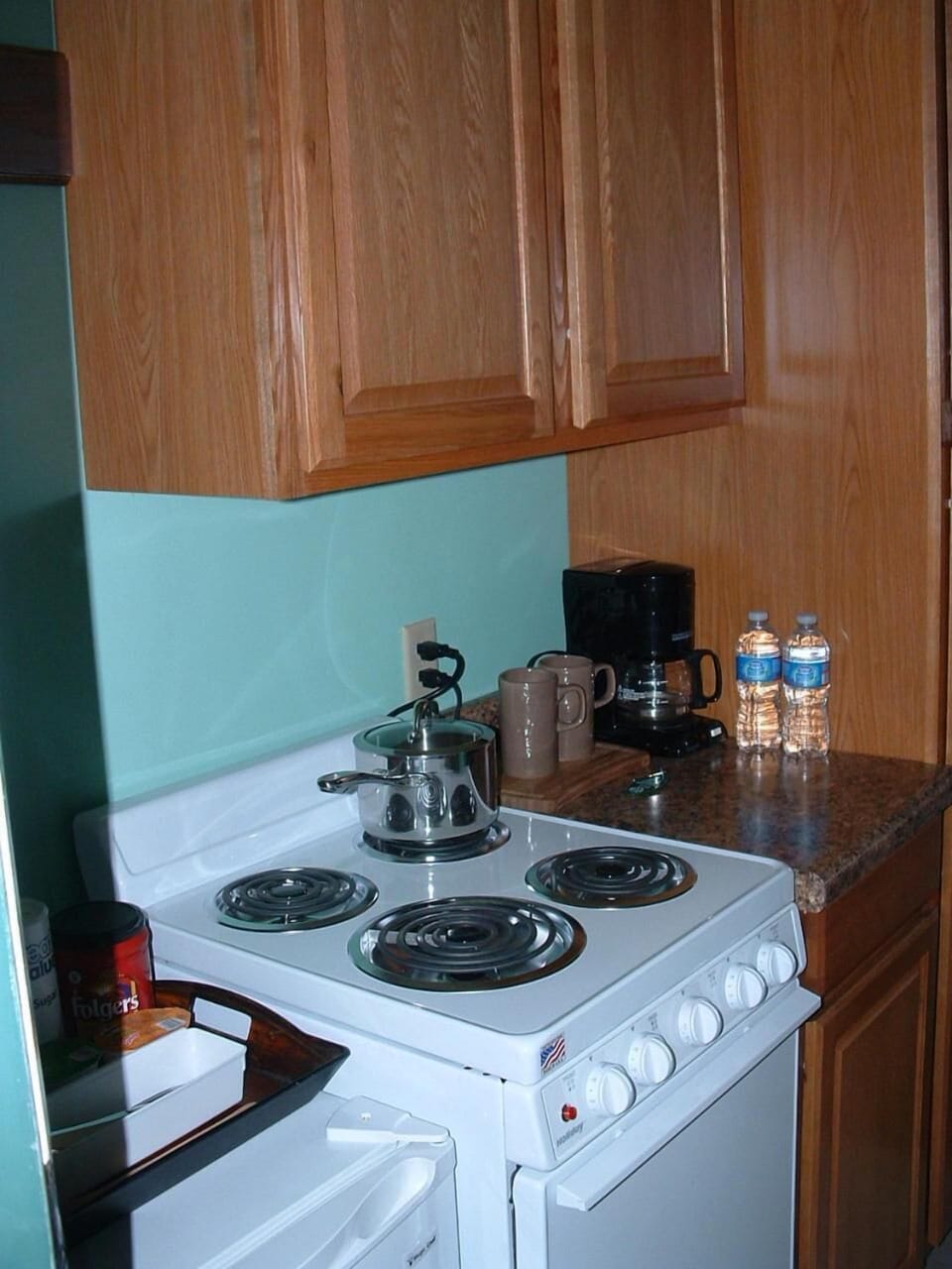 Fridge, microwave, coffee/tea maker