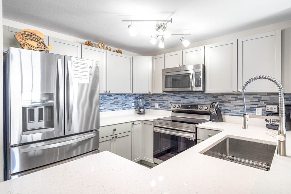 Stainless steel appliances and newly upgraded kitchen