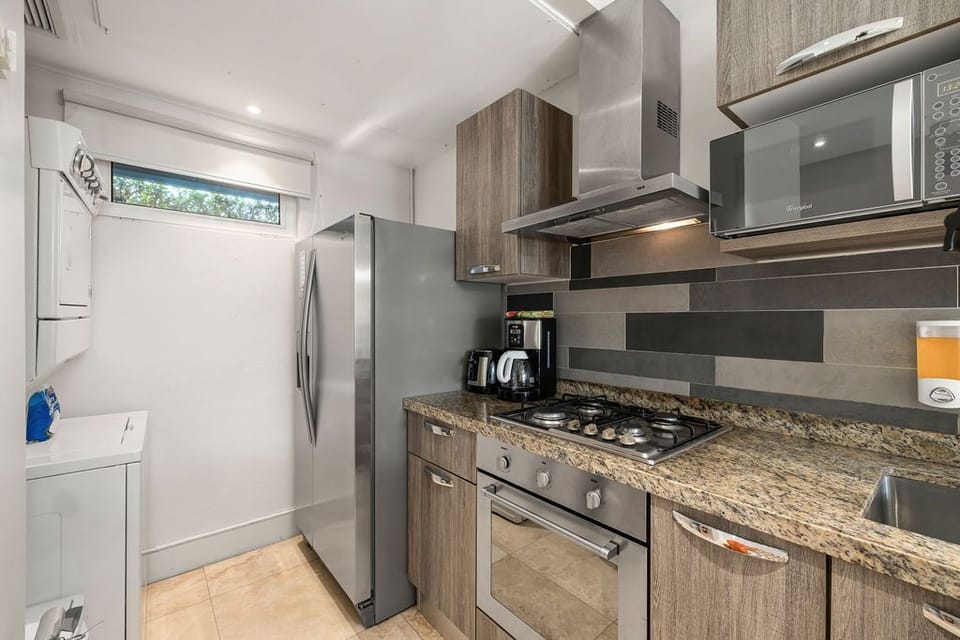 Complete kitchen and washer and dryer combo.