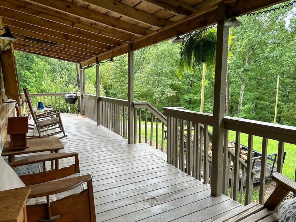 Covered front porch perfect for morning coffee
