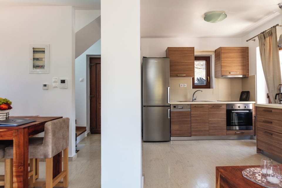 The kitchen allows you to prepare your homemade meals and practice your cooking skills on a few cretan recipes.