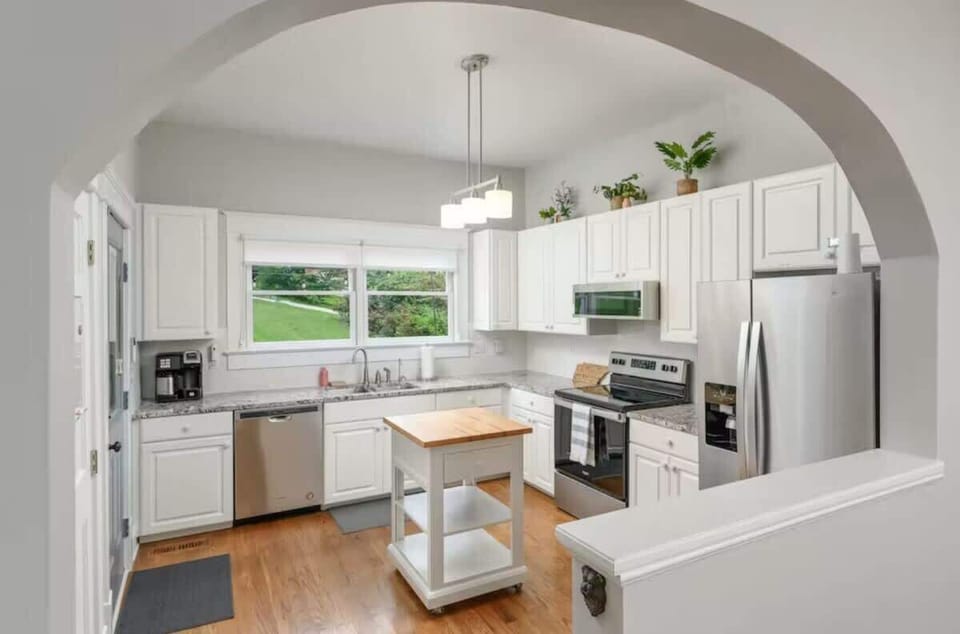Kitchen with island and Laundry Room