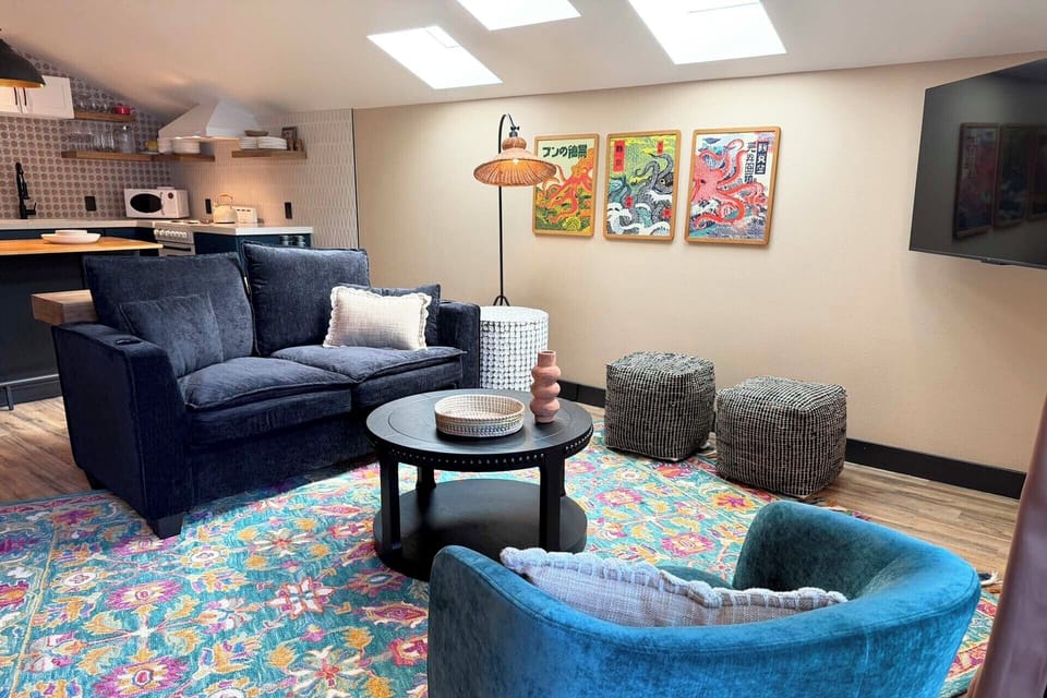 Spacious studio with sleeper sofa.
