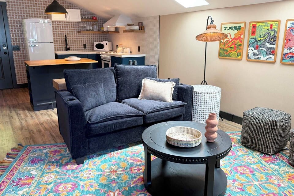 A full size sleeper sofa for guests.