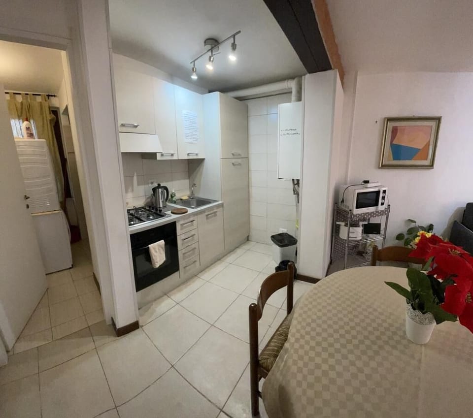 Full-size fridge, microwave, stovetop, electric kettle