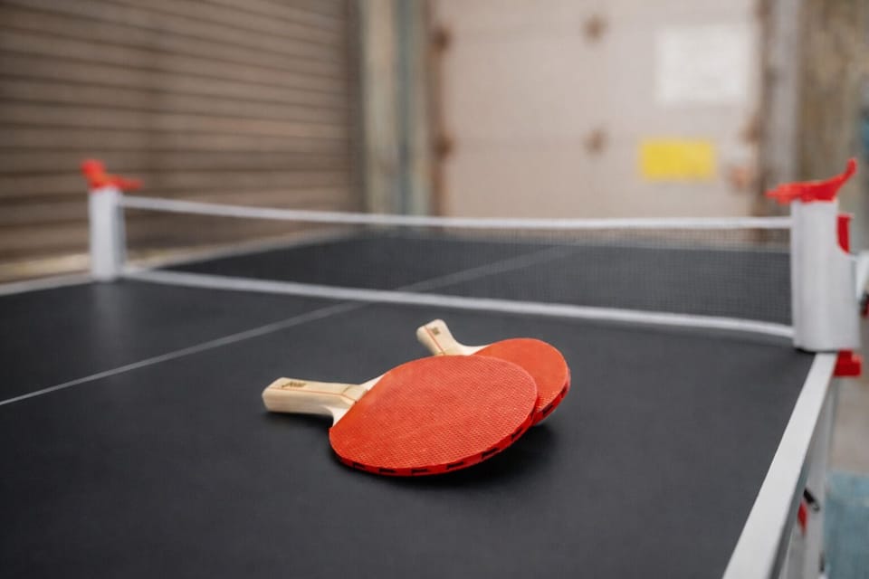 The game garage features ping pong, pop-a-shot, cornhole, hammock chairs and a bamboo tiki bar!