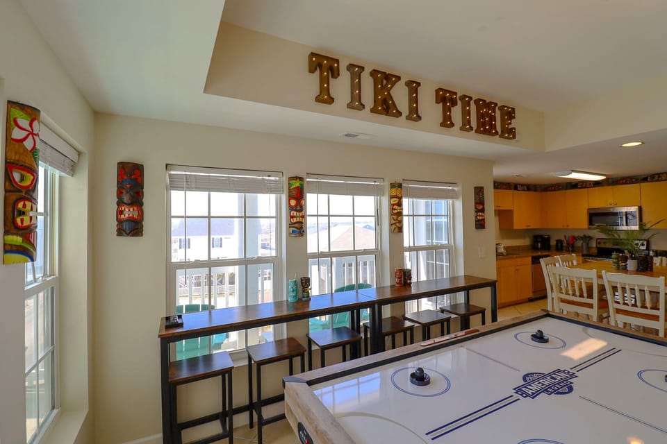 seating and air hockey table 