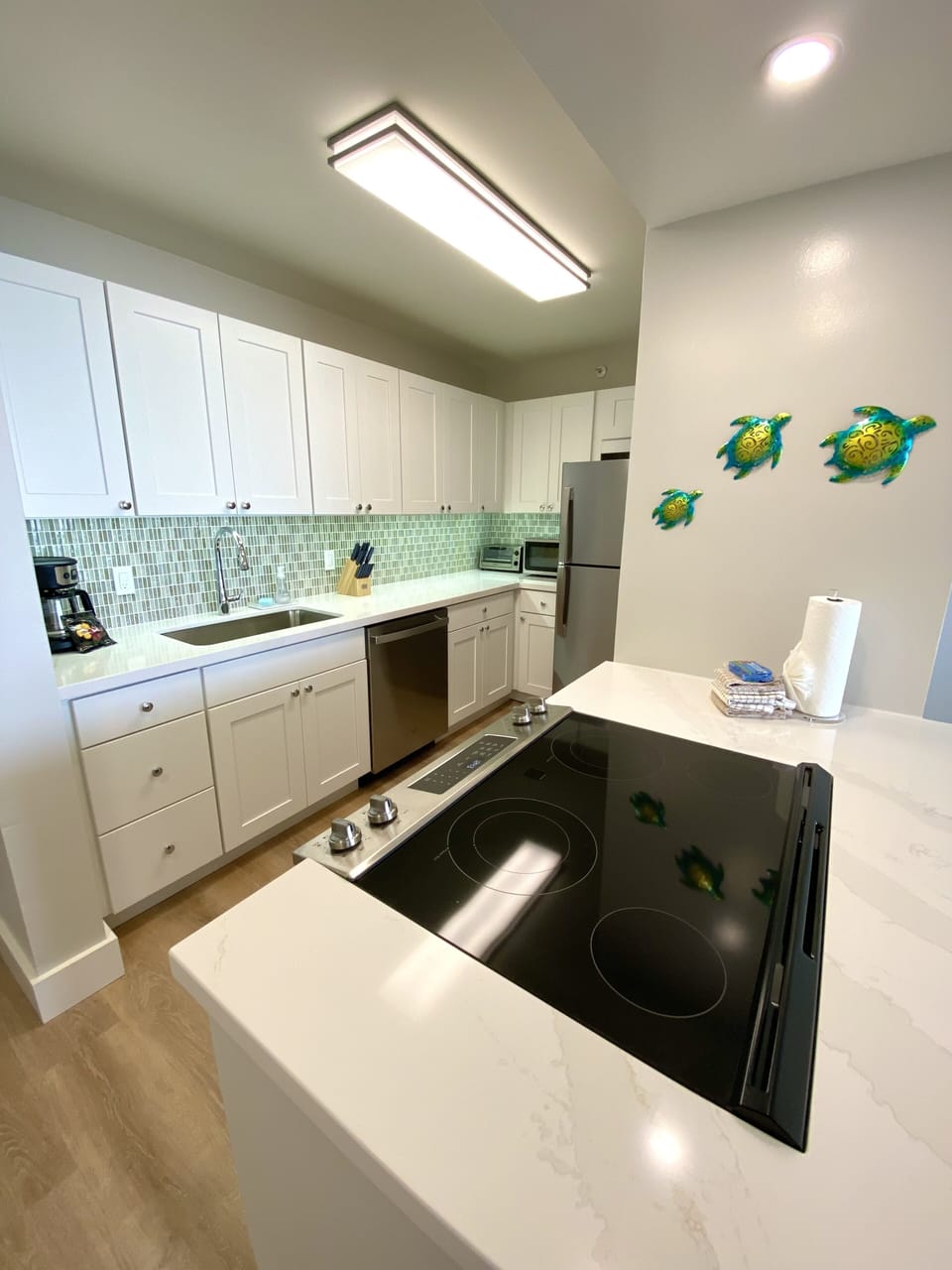 kitchen with range facing the beautiful view