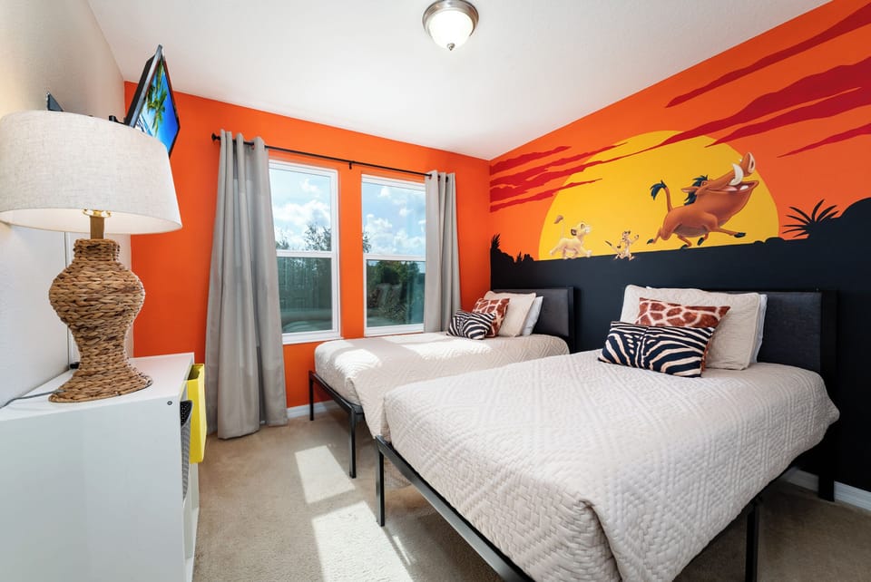 Lion King themed bedroom 3 showing twin beds