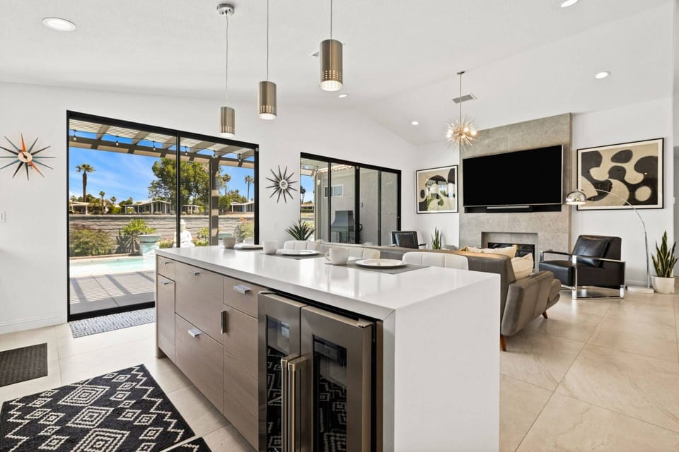 Kitchen Island Includes Wine Fridge