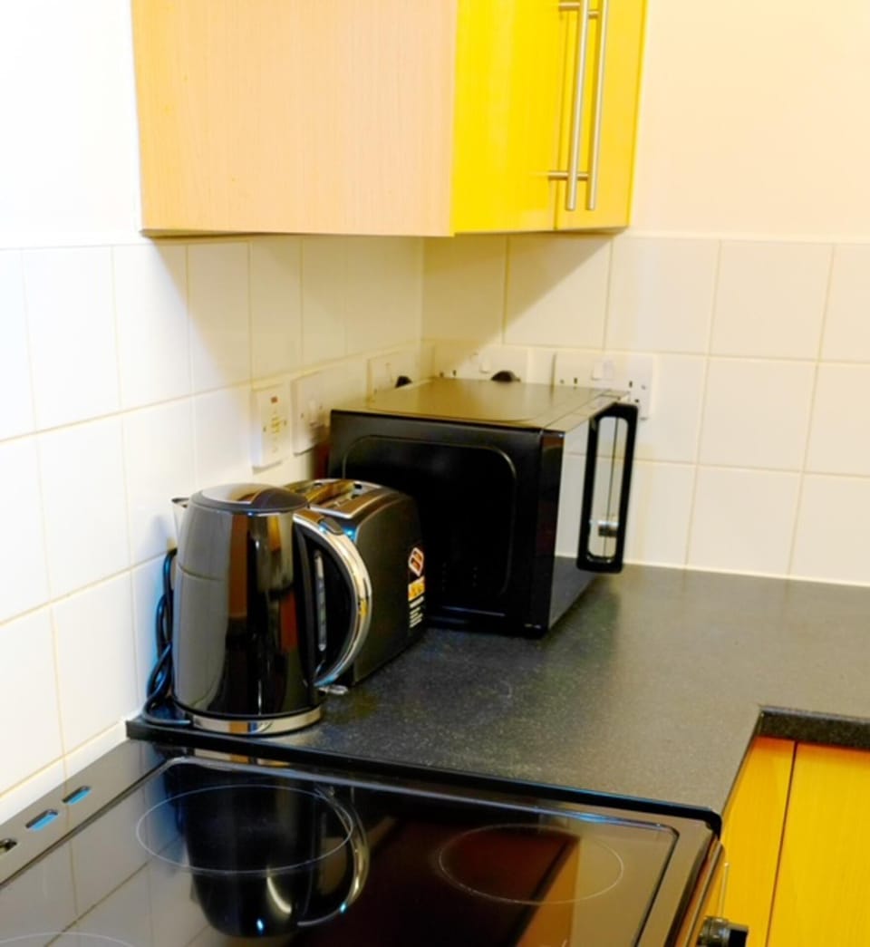 Apartment | Private kitchen | Fridge, microwave, oven, stovetop