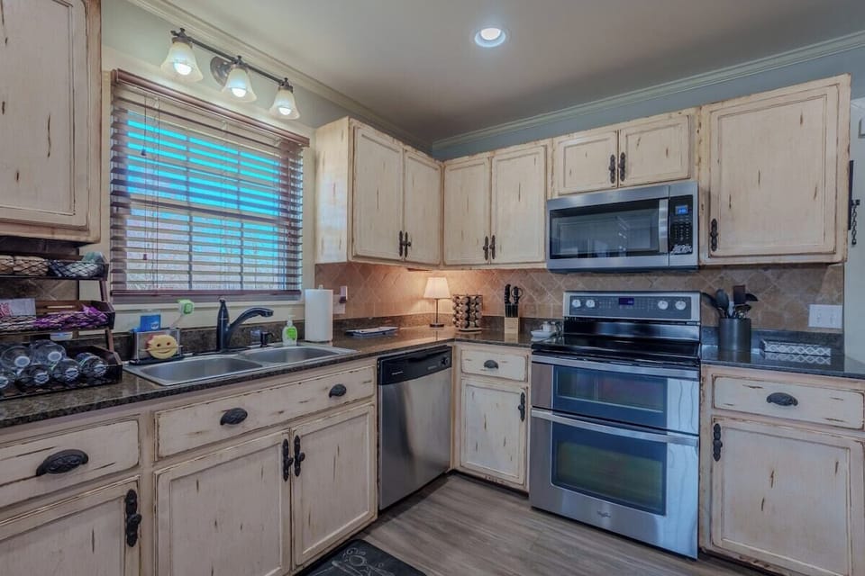 Kitchen with double oven.