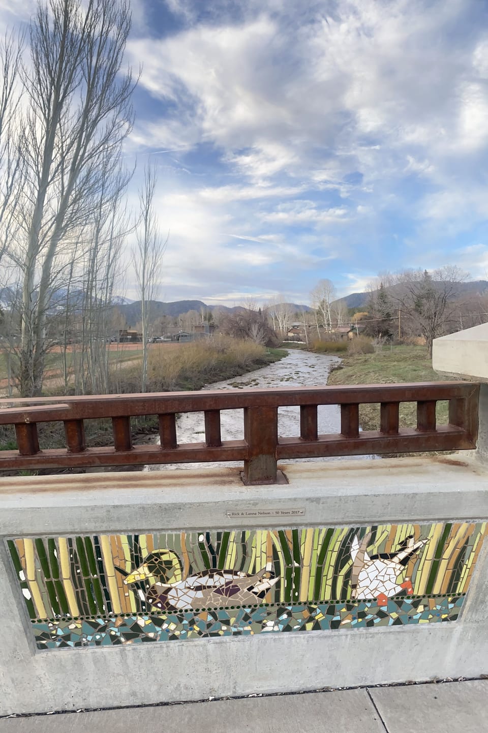 Bridge over Rio de Flag with Peak View. Great place for a walk, run or bike ride