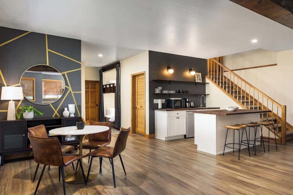 Downstairs kitchenette with view to built-in bunks.