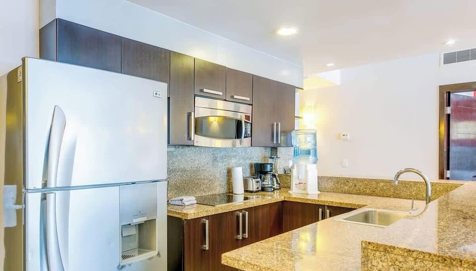 Essentials like a coffee maker, blender, toaster are all here!