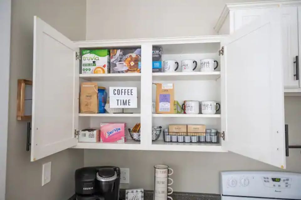 Coffee Station with Duo Keurig 12 cup coffee maker plus Single K-pod option. 