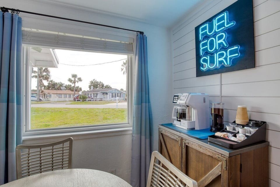 Fuel up for surf, or relax on the porch as the sun rises while listening to the ocean waves, with our fully stocked coffee station.