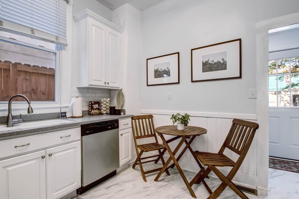 Downstairs is a full kitchen outfitted with the basic essentials.