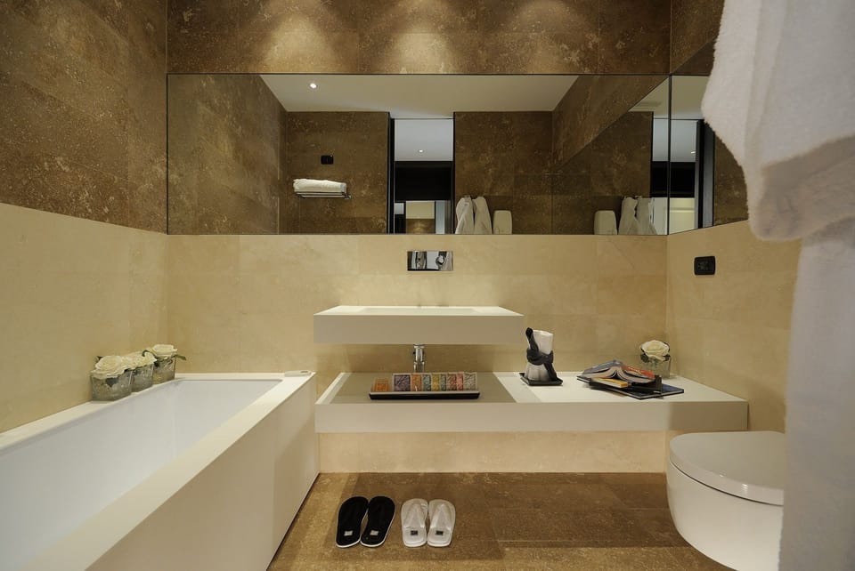 Deluxe Double or Twin Room | Bathroom | Rainfall showerhead, free toiletries, hair dryer, slippers