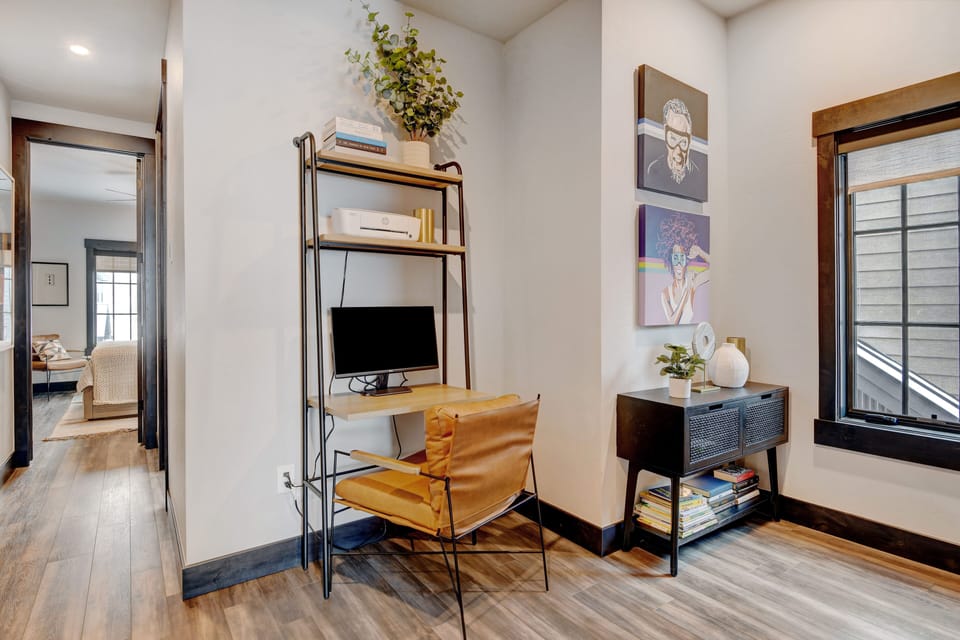 Desk Area With Monitor And Printer For Remote Work Or School