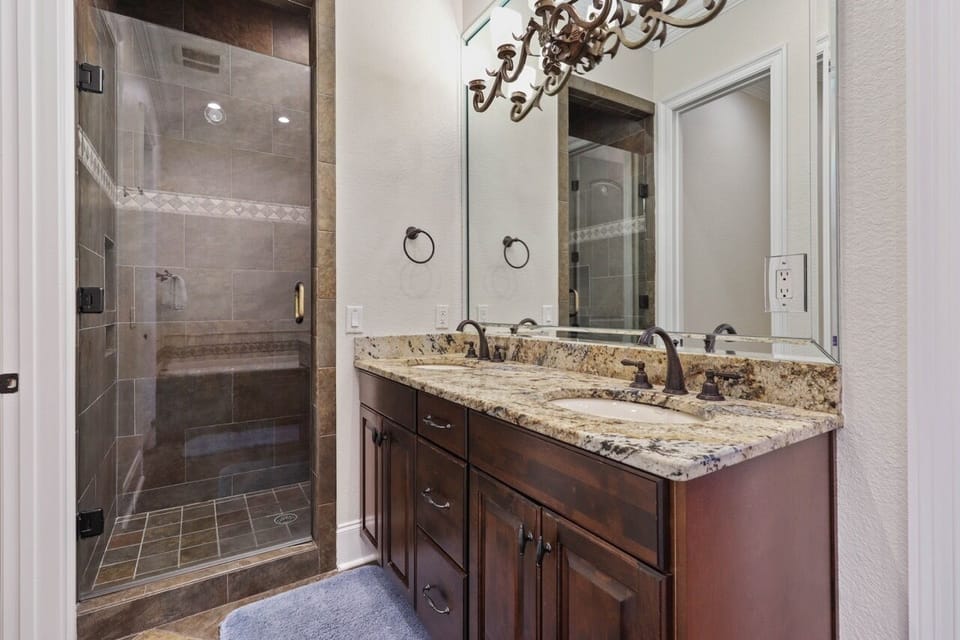 Primary ensuite walk-in shower and double vanity
