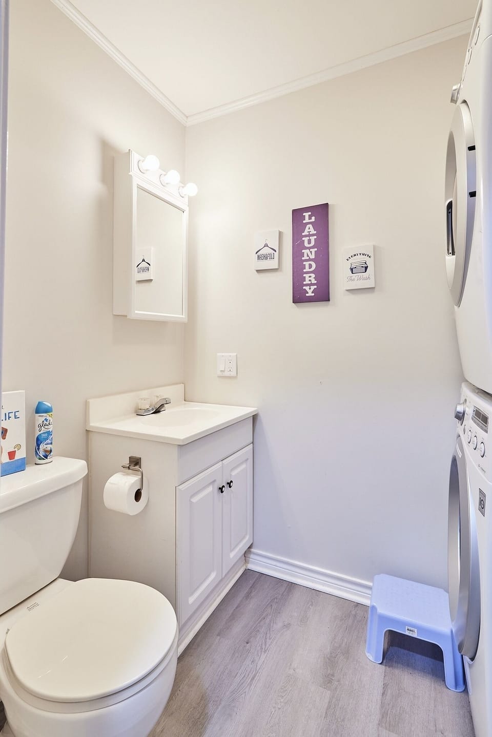 Half bath on top floor with full laundry