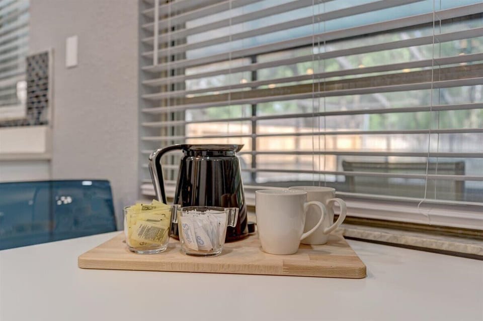 Start your day off right with our convenient and stylish coffee station.