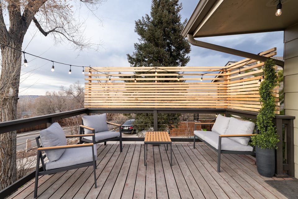 Our outdoor seating patio - the perfect spot to unwind and soak up the sunshine