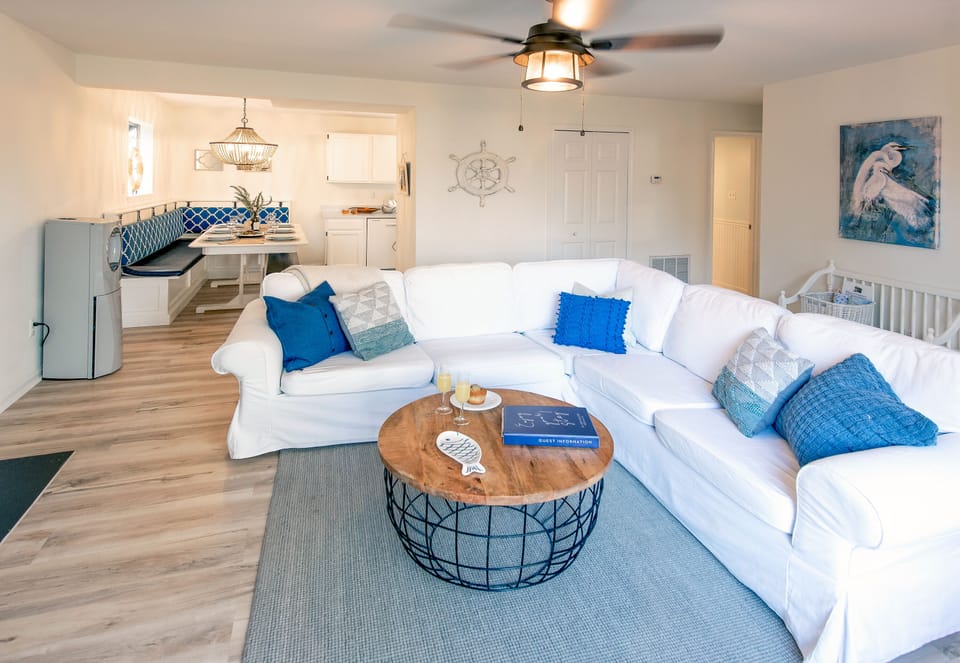 Living room next to dining area