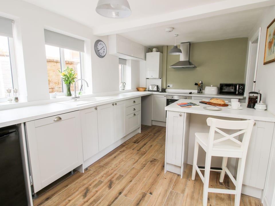 Fridge, dishwasher, electric kettle, toaster