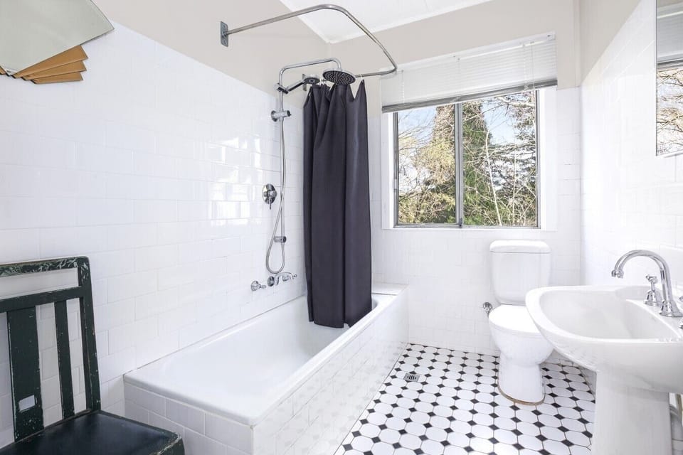 Bathroom, shower over bath