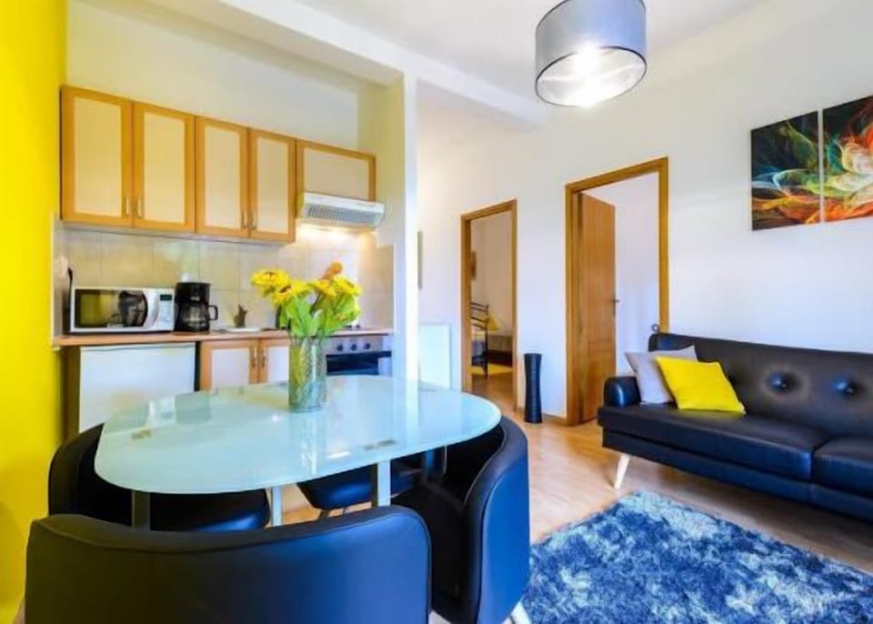 Kitchen with living room.
