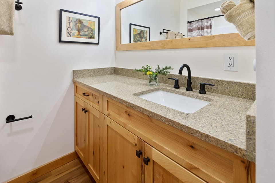 All bathrooms with blowdryers and bath essentials.