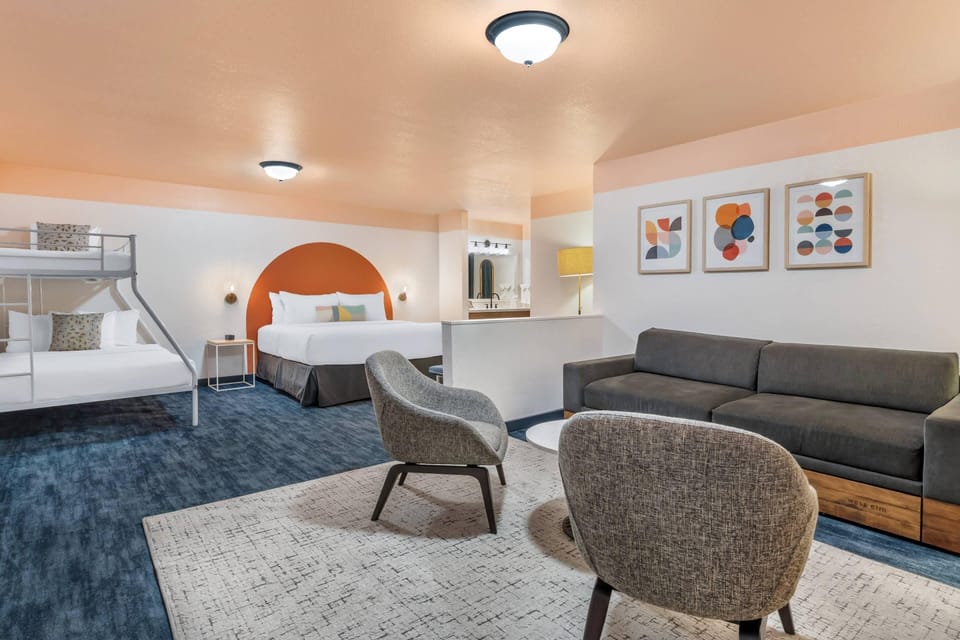 In-room safe, desk, laptop workspace, iron/ironing board