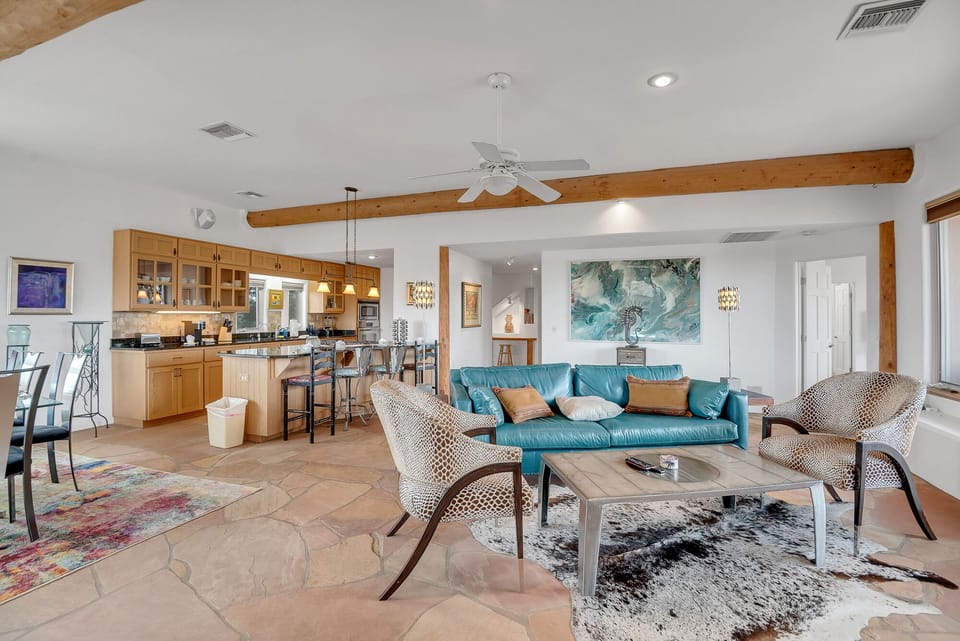 Open Floor Plan with Wood Beam Accents