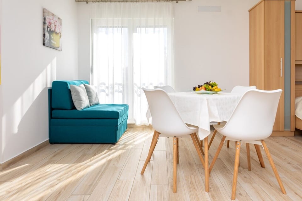 living room and dining area